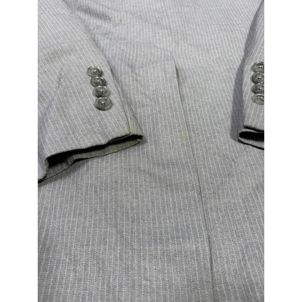 Perry Ellis Portfolio Gray Pinstripe Blazer Slim Fit Officecore Quiet Luxury